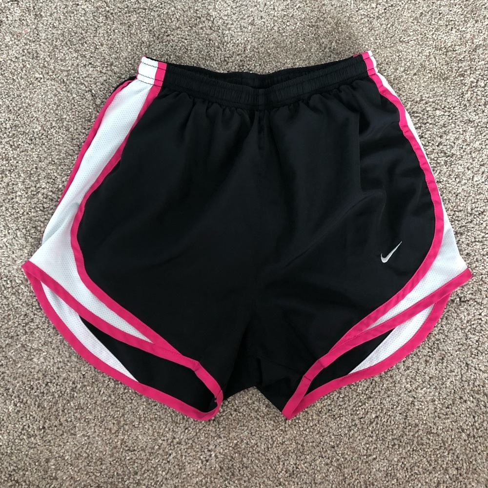 Black, white, and pink athletic shorts